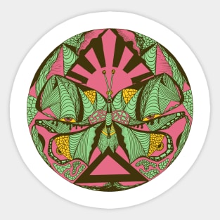 Pink Mint Sunrise Abstract Butterfly Sticker